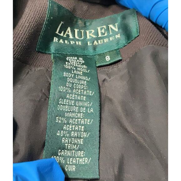 RALPH LAUREN Brown Wool Blazer Jacket Leather Collar Horse Equestrian Buttons 8 - Picture 3 of 4